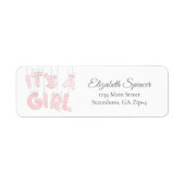 Étiquette C'est une fille | Adresse de retour rose (Devant)