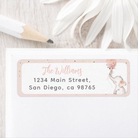 Étiquette C'est une fille simple Eléphant & Baby shower de b (En situation)