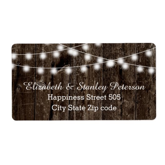 Étiquette Chaîne de lumières sur vieux bois mariage d'été (Devant)