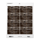 Étiquette Chaîne de lumières sur vieux bois mariage d'été (Feuille entière)