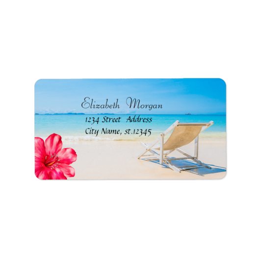 Étiquette Chaise de plage tropicale, Hibiscus de sable (Devant)