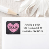 Étiquette Chalkboard Black and Pink Heart Adresse de retour (En situation)