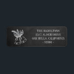 Étiquette Chalkboard Christmas Bells Adresse personnalisée<br><div class="desc">Arrière - plan de tableau de bord avec cloches à craie dessinées à la main et étiquette d'adresse de retour du feuillage. Personnalisez le texte,  le style de police,  la couleur et la taille.</div>