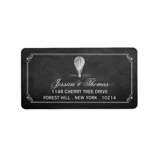 Étiquette Chalkboard Hot Air Balloon Collection Mariage (Devant)