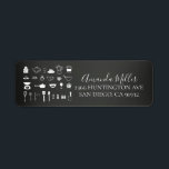 Étiquette Chalkboard Kitchen Fête des mariées Adresse de ret<br><div class="desc">Chalkboard Les outils de cuisine retournent l'étiquette d'adresse. Parfait pour une douche de cuisine !</div>