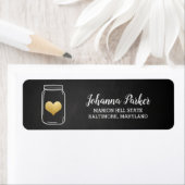 Étiquette Chalkboard Mason Jar Faux Gold Heart | MARIAGE (En situation)