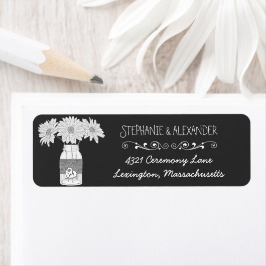 Étiquette Chalkboard Mason Jar Mariage Retourner Adresse Lab (En situation)