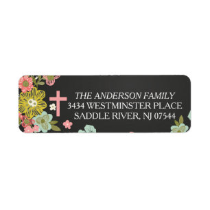 Étiquette Chalkboard moderne Floral Cross Lace Adresse de re