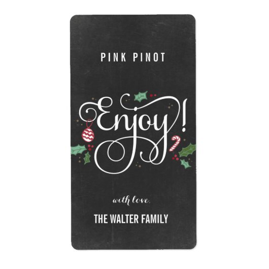 Étiquette Chalkboard Profitez de Noël Vin bouteille Étiquett (Devant)