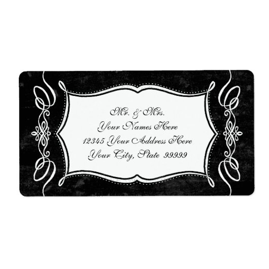 Étiquette Chalkboard Style Rustique Swirl Matching Adresse (Devant)