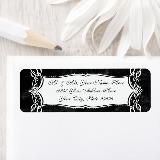 Étiquette Chalkboard Style Rustique Swirl Matching Adresse (En situation)