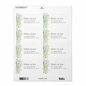 Étiquette Chamomille. Fleurs de campagne. Adresse du mariage (Feuille entière)