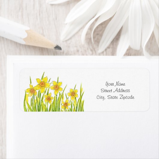 Étiquette Champ de jonquilles (En situation)