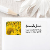 Étiquette Champ jaune de tournesols photo (En situation)