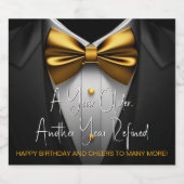 Étiquette Champagne Anniversaire Smoking Noir Or H (Étiquettes simples)