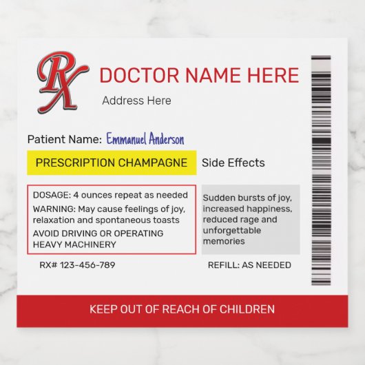 Étiquette Champagne d'ordonnance (Étiquettes simples)