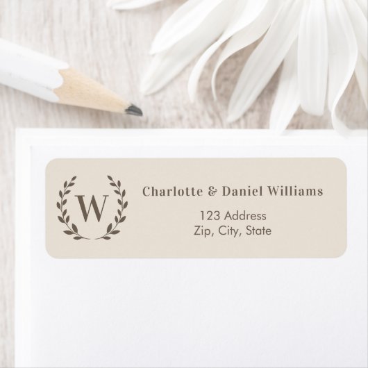 Étiquette Champagne monogram initial wreath return address (En situation)