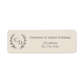Étiquette Champagne taupe monogrammed wreath return address (Devant)