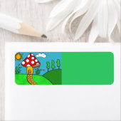 Étiquette champignon rouge mignon (En situation)