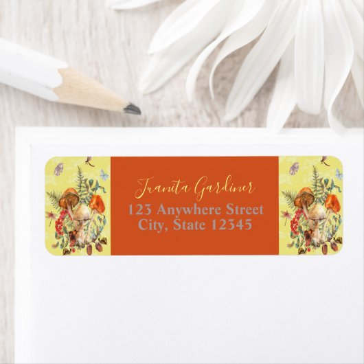 Étiquette Champignons, libellules, papillons et escargots de (En situation)