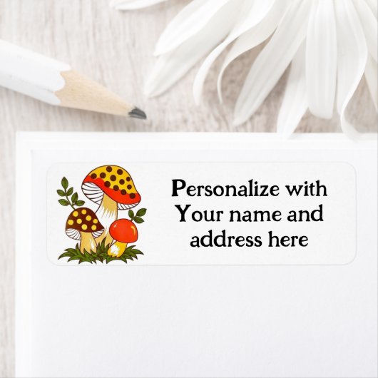 Étiquette Champignons vintages ! (En situation)