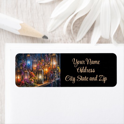 Étiquette Chandelles Boho Bohemian Lanterns Fleurs (En situation)