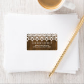 Étiquette Changement d'adresse Bois rustique Brown et dentel (En situation)