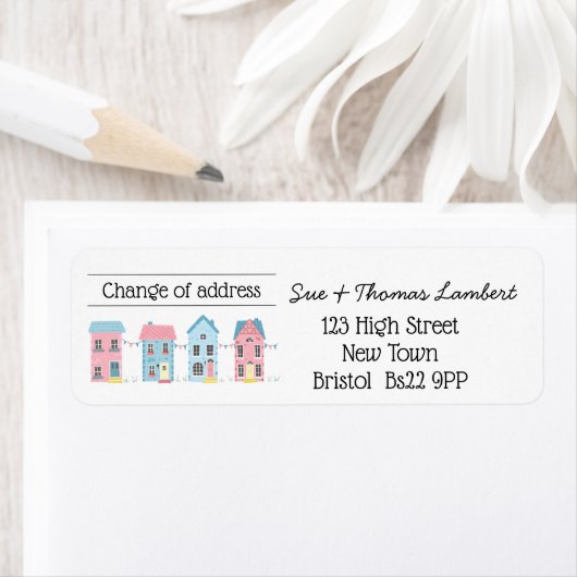 Étiquette Changement d'adresse rue colorée nouvelle maison (En situation)