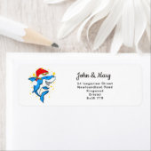 Étiquette Changer d'adresse autocollant requin de Noël (En situation)