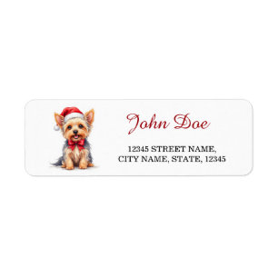Étiquette Chapeau de Noël de Yorkshire Terrier Retour de Noë