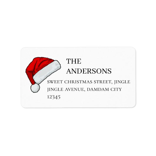 Étiquette Chapeau de Noël Élégant Simple Adresse de Retour (Devant)