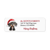 Étiquette Chapeau de Père Noël Dachshund Adresse de Retour d (Devant)