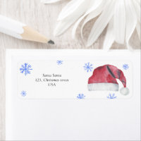 Chapeau de Père Noël et flocons de neige