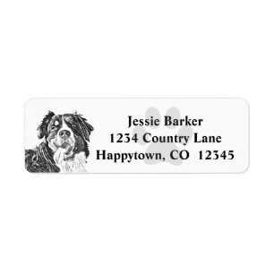 Étiquette Charcoal Bernese Mountain Dog Adresse de retour La