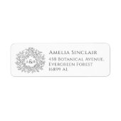 Étiquette Charcoal gray leaves wedding return address (Devant)