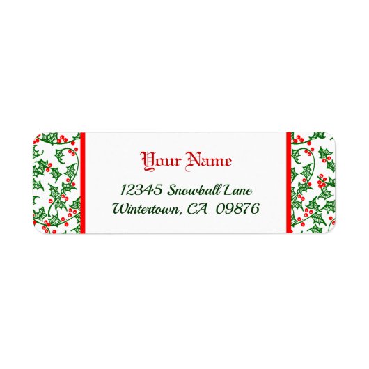 Étiquette Chardon vert rétro avec baies rouges motifs étique (Devant)