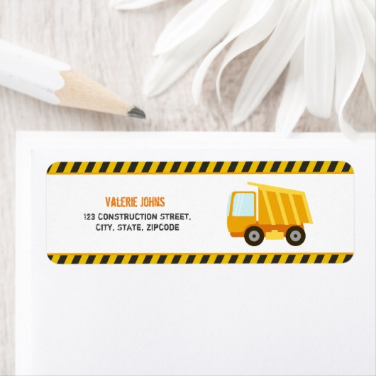 Étiquette Chariot de construction Anniversaire (En situation)