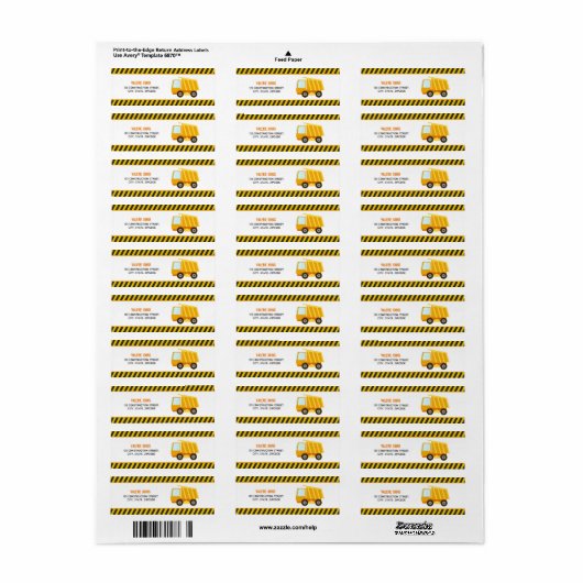 Étiquette Chariot de construction Anniversaire (Feuille entière)