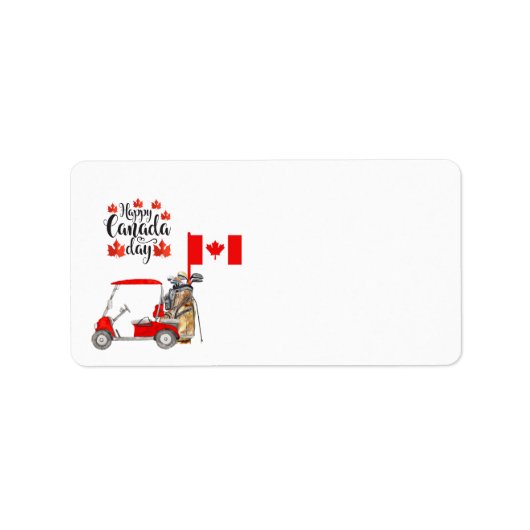 Étiquette Chariot de golf avec drapeau du Canada pour la fêt (Devant)