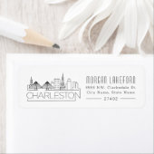 Étiquette Charleston, Caroline du Sud Stylisé Skyline | (En situation)