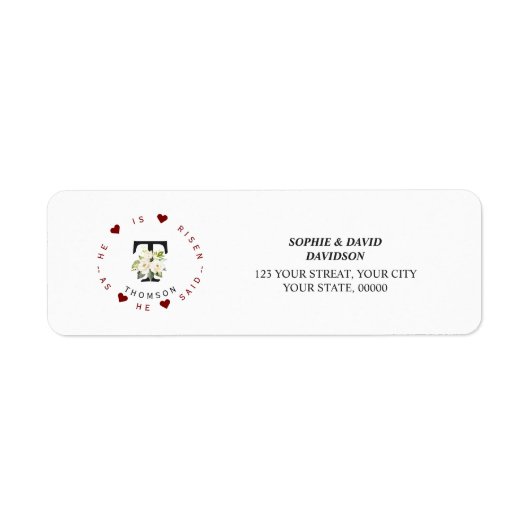 Étiquette Charme Blanc Floral Monogramme Adresse de retour L (Devant)