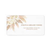 Étiquette Charme Roses Blanches Pampas Grass Mariage Or (Devant)