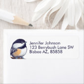 Étiquette Charming Chickadee adorable Black White Bird Sweet (En situation)