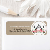 Étiquette Chasse romantique sur le Mariage floral Antler rus (En situation)