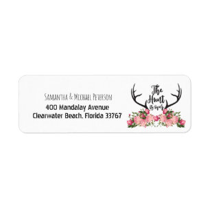 Étiquette Chasse romantique sur le Mariage floral Antler rus