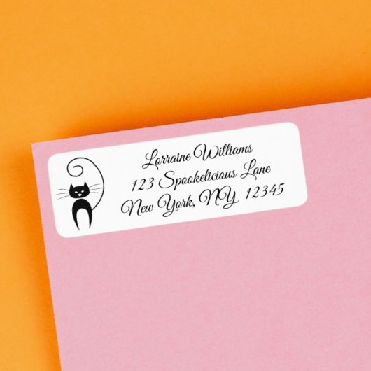 Étiquette Chat à queue de boule noire moderne et élégant