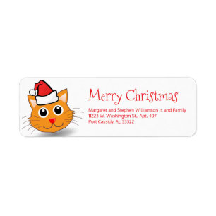 Étiquette Chat amusant portant le chapeau du Père Noël Mig