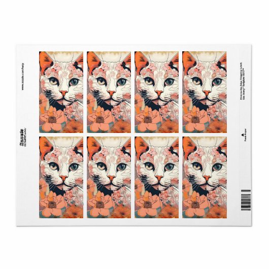 Étiquette Chat Artistique (Feuille entière)