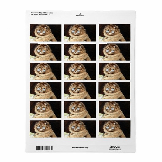 Étiquette Chat au travail avec lunettes de Louis Wain (Feuille entière)