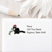 Étiquette Chat avec arbre de Noël Retourner l'adresse Étique (En situation)